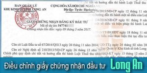(Tiếng Việt) Điều chỉnh giấy chứng nhận đầu tư tại Long An