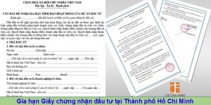 (Tiếng Việt) Gia hạn giấy chứng nhận đầu tư tại Thành phố Hồ Chí Minh