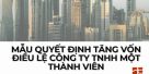 Mẫu quyết định tăng vốn điều lệ Công ty TNHH Một thành viên